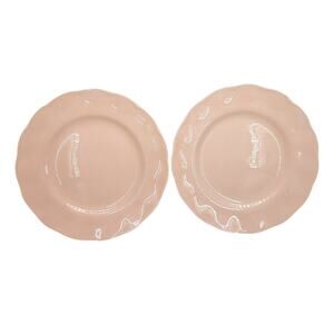 Grindley Peach Petal Pink Dessert Plates Set of 2 Wavy Rim Vintage Cottage‎ 3-3